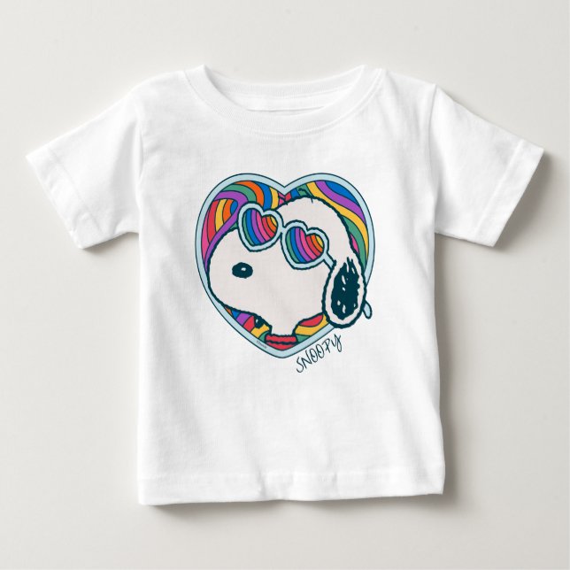 T-shirt Pour Bébé cacahuètes | Snoopy Heart Rainbow (Devant)