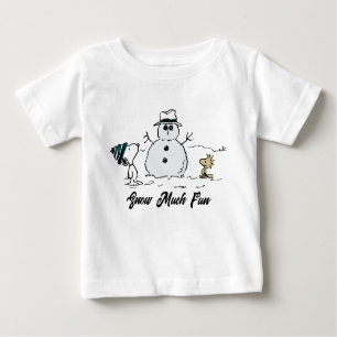 T-shirt Pour Bébé cacahuètes   Snoopy & Woodstock Build A Snowman
