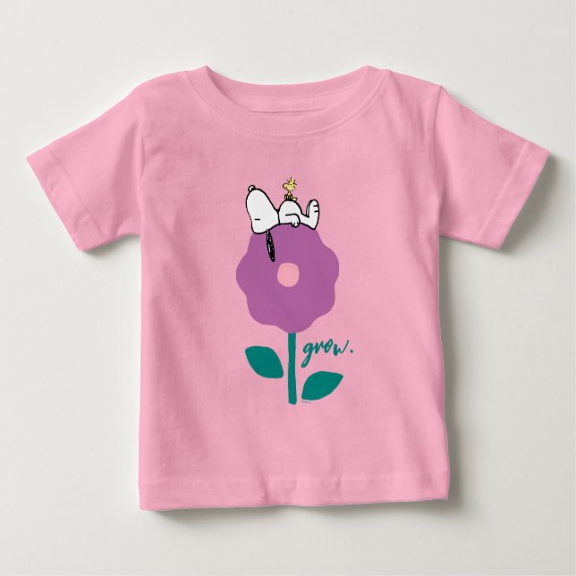 T-shirt Pour Bébé cacahuètes | Snoopy & Woodstock Flower Whististle (Devant)