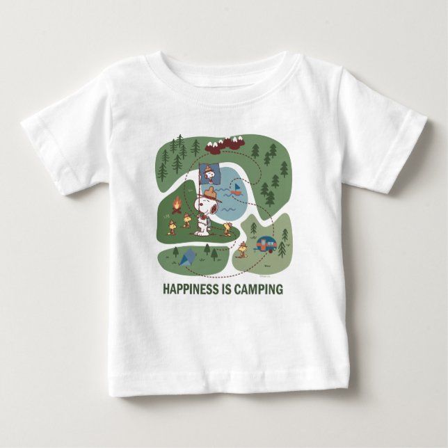 T-shirt Pour Bébé cacahuètes | Snoopy & Woodstock Happiness is Campi (Devant)