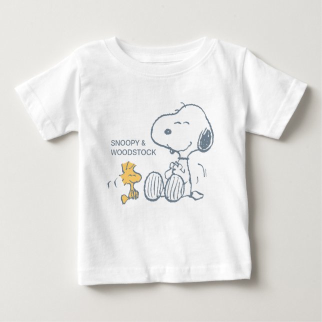 T-shirt Pour Bébé cacahuètes | Snoopy & Woodstock Happy (Devant)