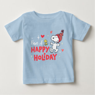 T-shirt Pour Bébé cacahuètes   Snoopy & Woodstock Joyeuses Fêtes