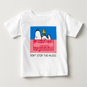 T-shirt Pour Bébé cacahuètes   Snoopy & Woodstock Musique & Pois