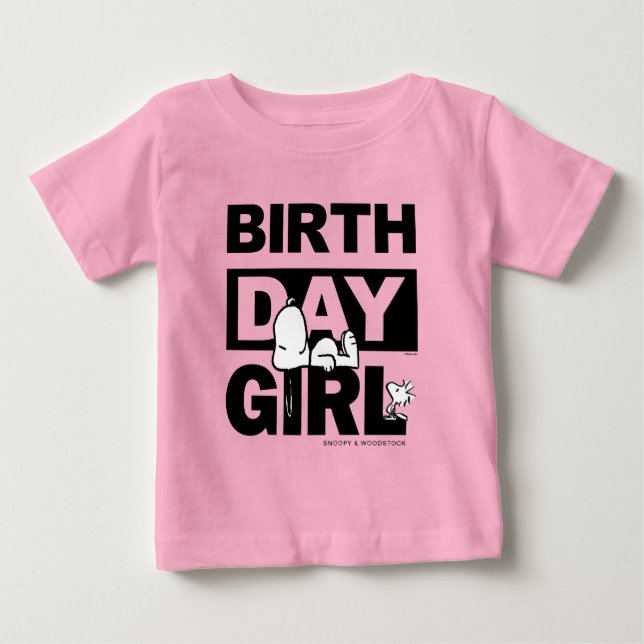 T-shirt Pour Bébé Cachou personnalisé | Snoopy Fille d'anniversaire (Devant)