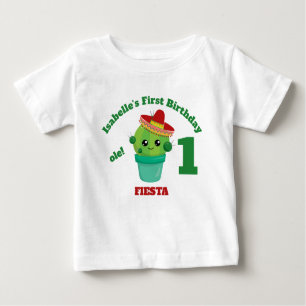 T-shirt Pour Bébé Cactus souriant mignon dans le Sombrero rouge Prem
