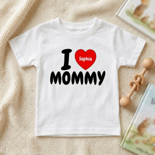 T-shirt Pour Bébé Cadeau Cœur Personnalisé pour Maman J'Aime Maman