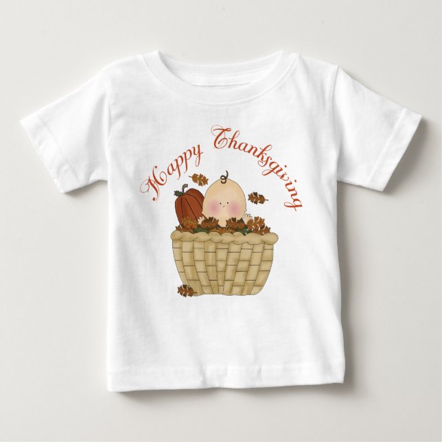 T-shirt Pour Bébé Cadeau de bébé de panier de bon thanksgiving (Devant)