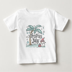 T-shirt Pour Bébé Cadeau de bonhomme de neige tropical Noël en juill
