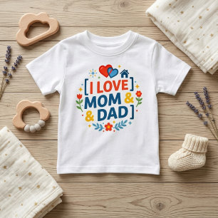 T-shirt Pour Bébé Cadeau de famille mignon J'aime maman et papa im
