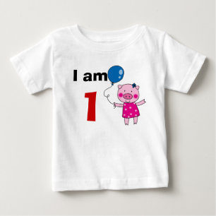 T-shirt Pour Bébé Cadeau de fille de 1 an (cochon mignon)