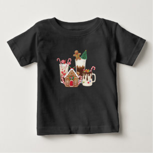 T-shirt Pour Bébé Cadeau de Noël pour amateur de café au pain d'épic
