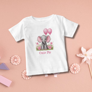 T-shirt Pour Bébé Cadeau personnalisé bébé éléphant Baby shower rose
