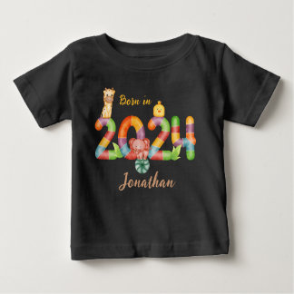 T-shirt Pour Bébé cadeau personnalisé pour bébé animal né en 2024