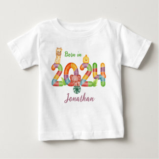 T-shirt Pour Bébé cadeau personnalisé pour bébé animal né en 2024