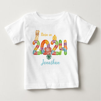 T-shirt Pour Bébé cadeau personnalisé pour bébé animal né en 2024