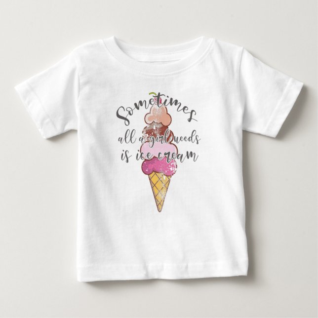 T-shirt Pour Bébé Cadeau pour fille qui aime la glace (Devant)