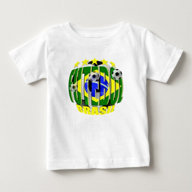 T-shirt Pour Bébé Cadeaux cinq étoiles Brésil de ballon de football (Devant)