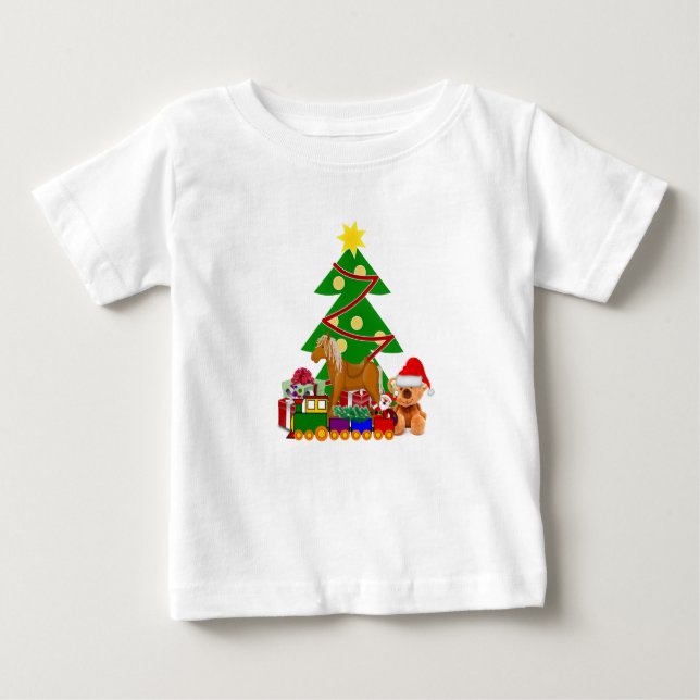 T-shirt Pour Bébé Cadeaux de Noël mignons sous les fêtes de l'arbre  (Devant)