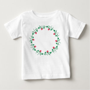 T-shirt Pour Bébé Cadre rond fleuri avec fleurs roses