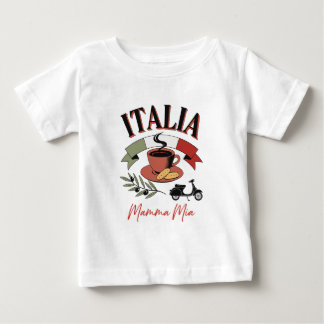 T-shirt Pour Bébé Café Vintage Italia, Scooter Rétro et Mamma Mia