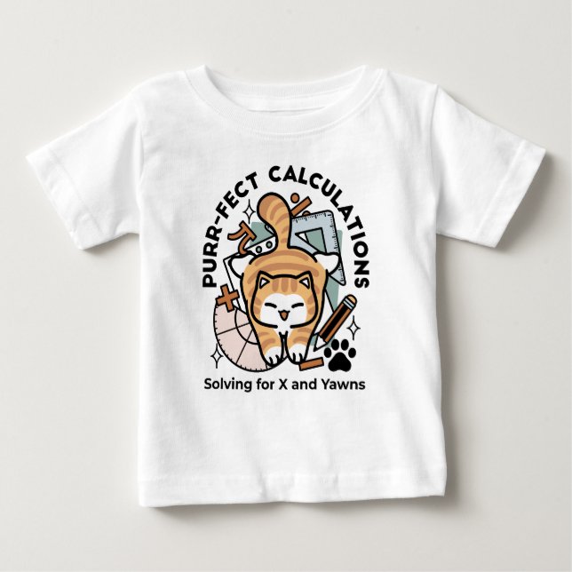 T-shirt Pour Bébé Calculs Parfaits – Création de chat de maths drôle (Devant)