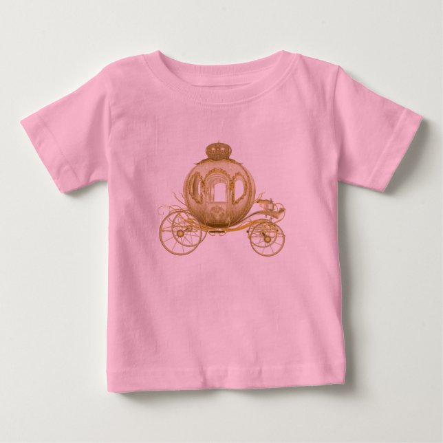 T-shirt Pour Bébé Calèche de princesse rose et or bébé fille (Devant)