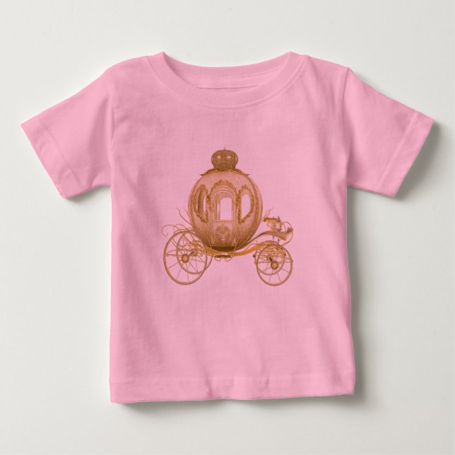 T-shirt Pour Bébé Calèche de princesse rose et or pour bébé fille (Devant)