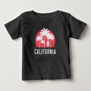 T-shirt Pour Bébé California Santa Monica Beach Arbre à Palmes Rétro