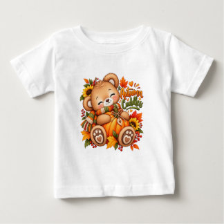T-shirt Pour Bébé Câlins d'automne Ours en peluche Citrouille Bébé &