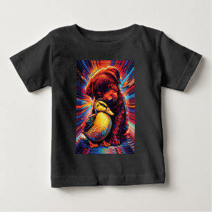 T-shirt Pour Bébé Câlins Pop Art entre un chiot et un caneton