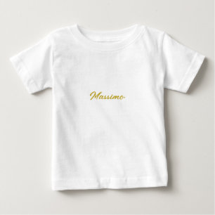 T-shirt Pour Bébé Calligraphie Élégant Or Blanc Simple Nom