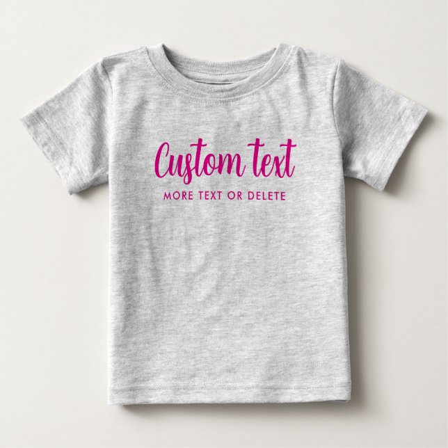 T-shirt Pour Bébé Calligraphy Custom Text Pic Template Heather Grey (Devant)