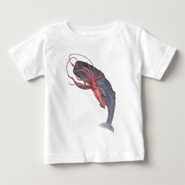T-shirt Pour Bébé Calmar et baleine Toddler Ruffle Tee (Devant)
