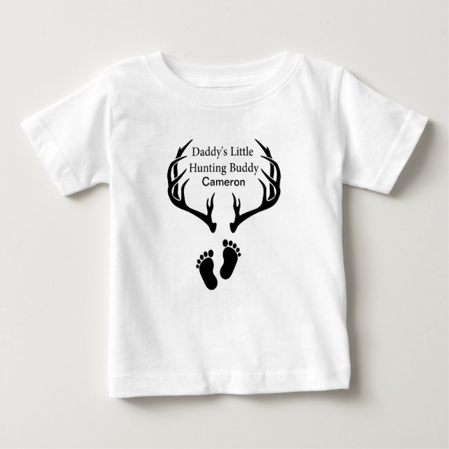 T-shirt Pour Bébé Camarade de chasse personnalisé du petit papa (Devant)
