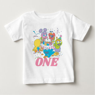 T-shirt Pour Bébé Camarades de Sesame Street Pastel   1er Anniversai