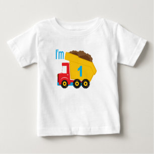 T-shirt Pour Bébé Camion à benne basculante j'ai 1 ans