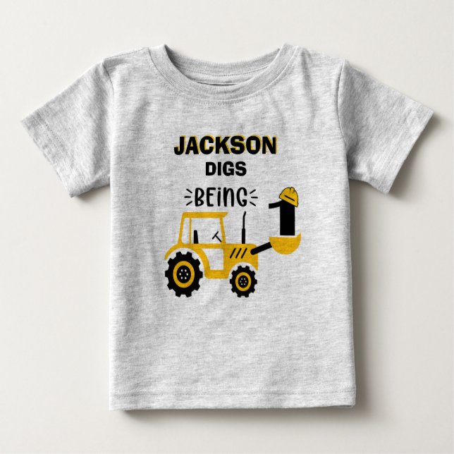 T-shirt Pour Bébé Camion à benne garçons de construction Premier Ann (Devant)