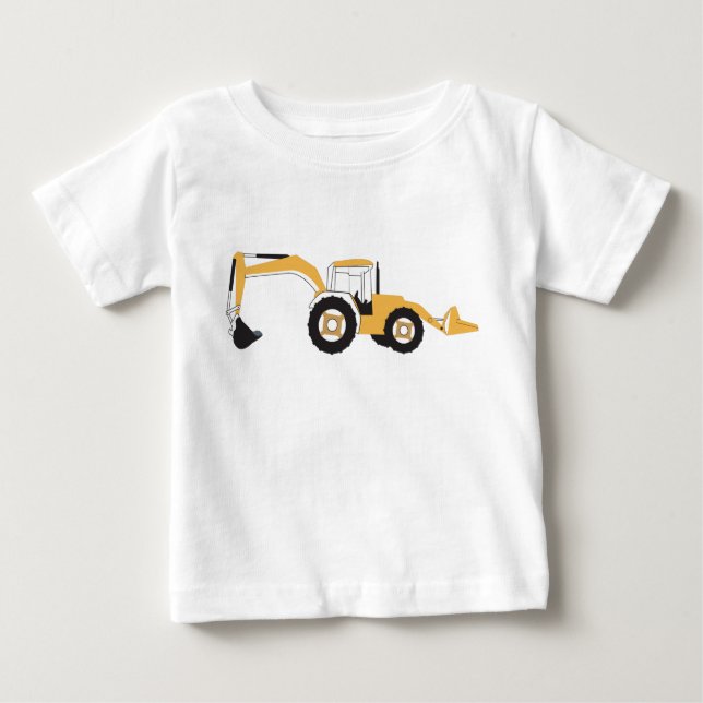 T-shirt Pour Bébé Camion de construction Backhoe (Devant)