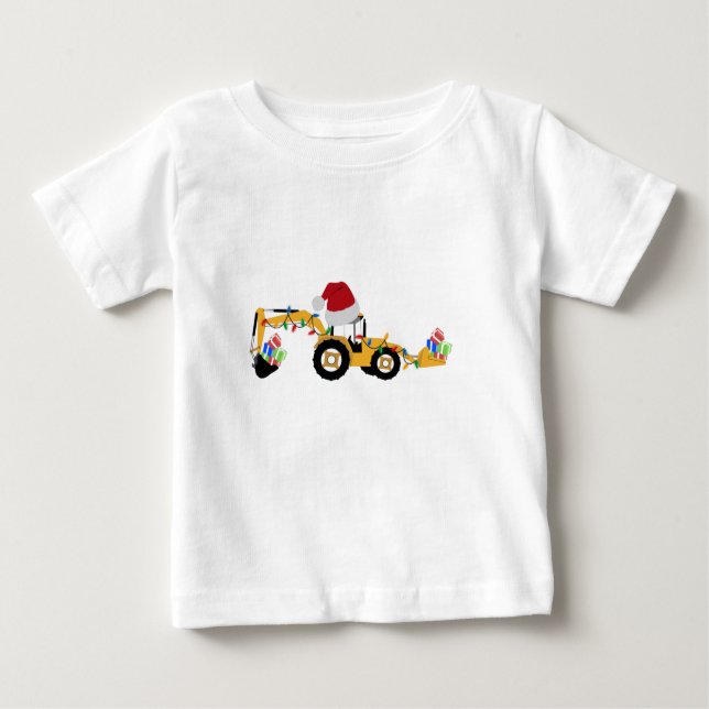 T-shirt Pour Bébé Camion de construction de la canot de Noël (Devant)
