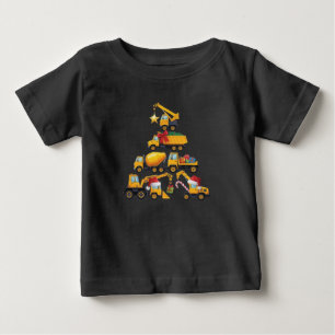 T-shirt Pour Bébé Camion de construction de pelle de Noël arbre