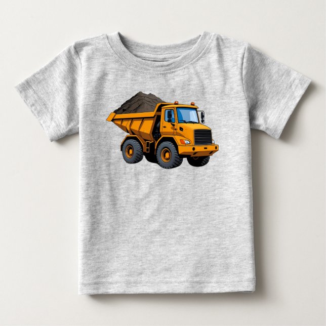 T-shirt Pour Bébé Camion de construction/engin de terrassement/tombe (Devant)