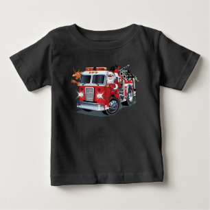 T-shirt Pour Bébé Camion de feu de Noël de dessin animé