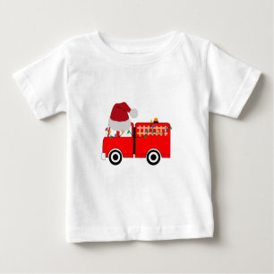 T-shirt Pour Bébé Camion de feu rouge de Noël