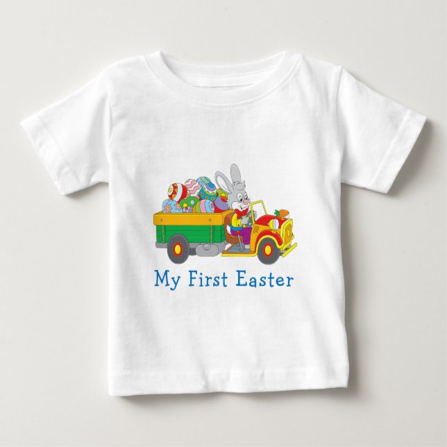 T-shirt Pour Bébé Camion de livraison du lapin de Pâques | Mon premi (Devant)