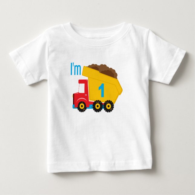 T-shirt Pour Bébé Camion de pompage J'ai 1 (Devant)