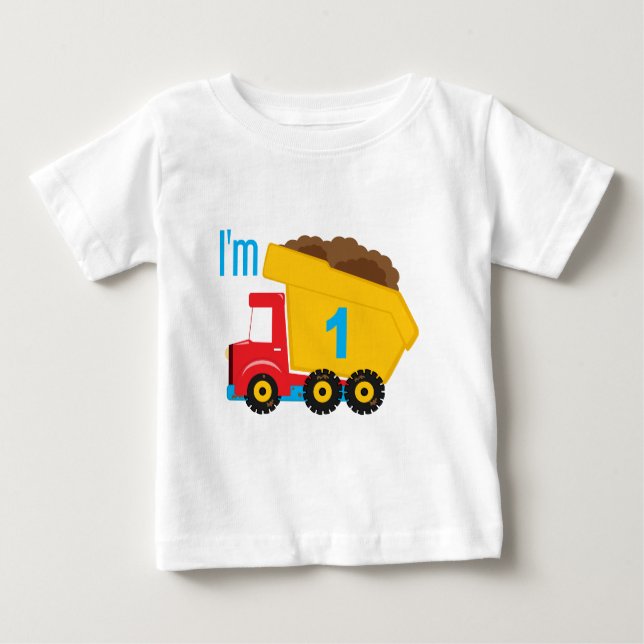 T-shirt Pour Bébé Camion de pompage J'ai 1 (Devant)