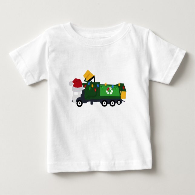 T-shirt Pour Bébé Camion de recyclage de Noël (Devant)