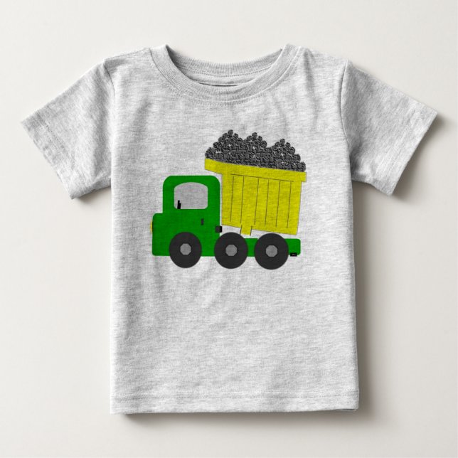 T-shirt Pour Bébé Camion de vidange (jaune) (Devant)