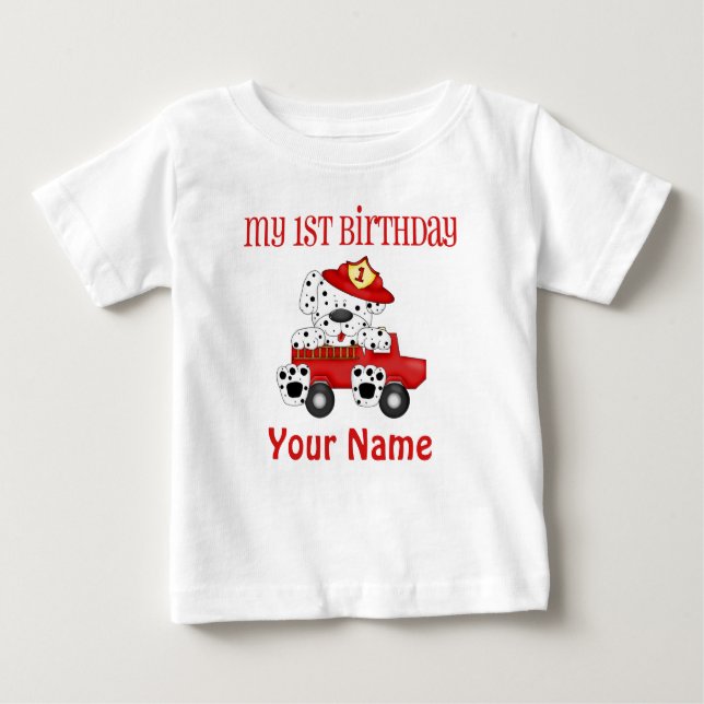 T-shirt Pour Bébé Camion d'incendie d'anniversaire (Devant)