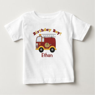 T-shirt Pour Bébé Camion d'incendie Enfants d'anniversaire Personnal